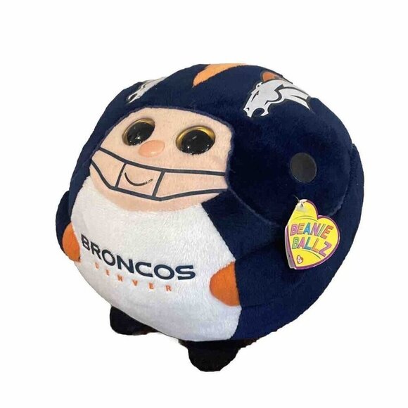NFL Denver Broncos TY Beanie Ballz Plush Stuffed Football 8” Ball Medium - Picture 1 of 10